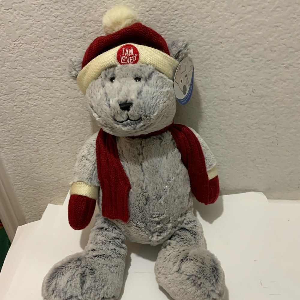 New Animal Adventure Gray Bear Plush I am Loved 2016 17 Inch Stuffed Animal Toy